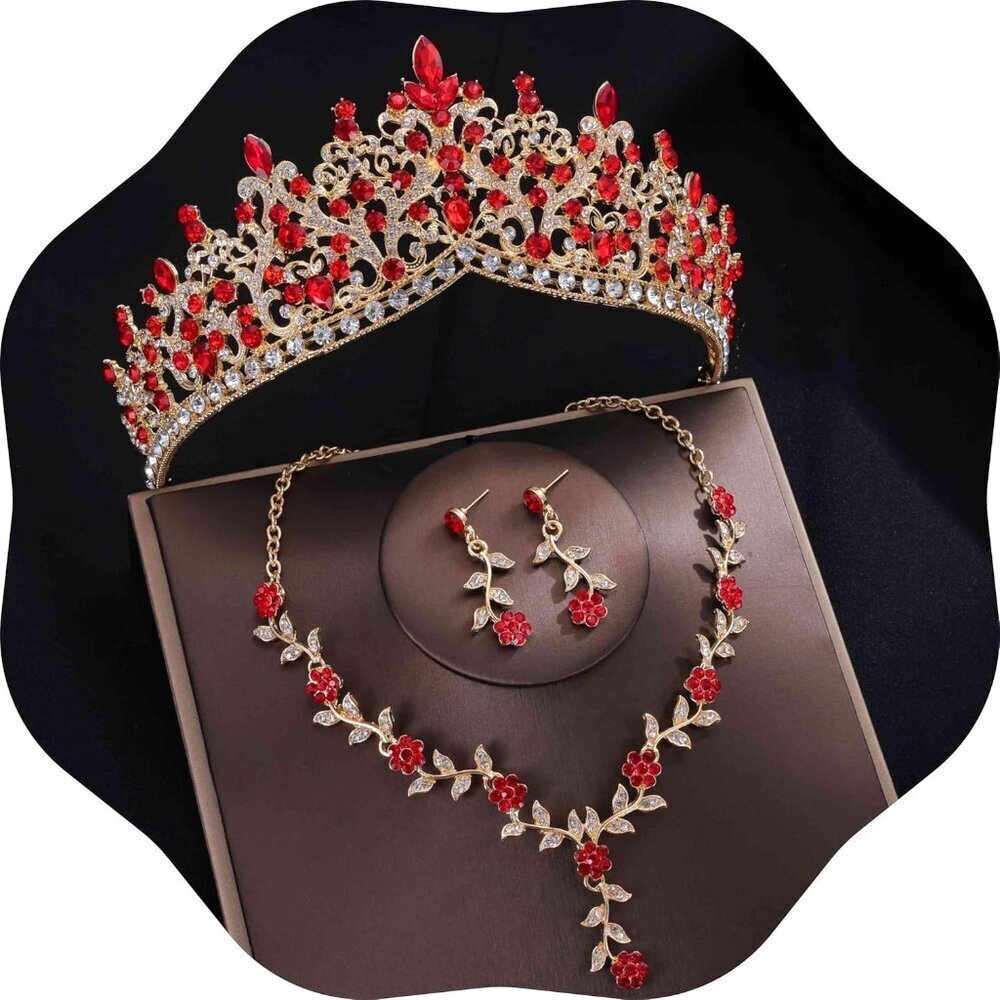 Women Tiaras and Crowns Set Crystal Alloy Jewelry for Weddings Events